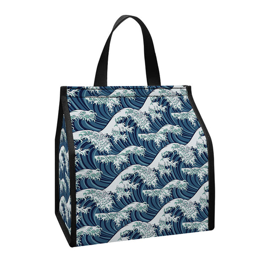 The Great Kanagawa Wave Pattern Print Insulated Lunch Tote