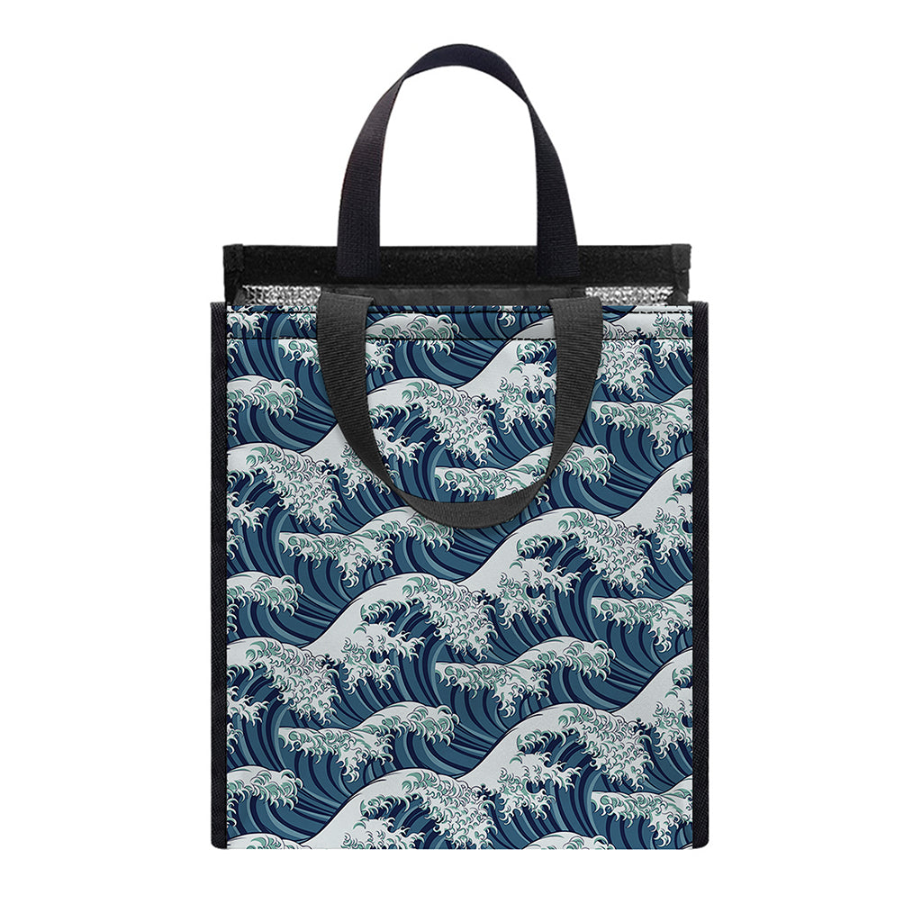 The Great Kanagawa Wave Pattern Print Insulated Lunch Tote
