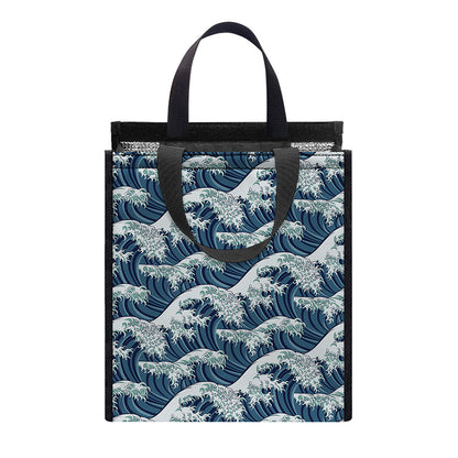 The Great Kanagawa Wave Pattern Print Insulated Lunch Tote