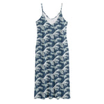 The Great Kanagawa Wave Pattern Print Jersey Midi Cami Dress