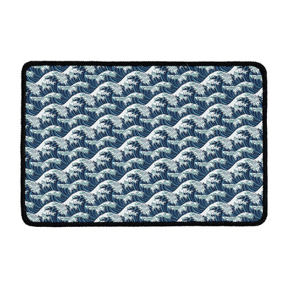The Great Kanagawa Wave Pattern Print Kitchen Mat