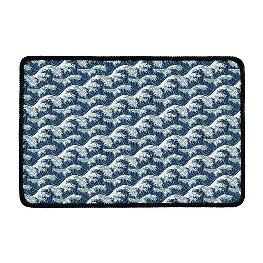 The Great Kanagawa Wave Pattern Print Kitchen Mat