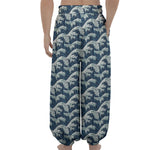 The Great Kanagawa Wave Pattern Print Lantern Pants
