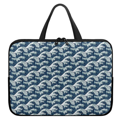 The Great Kanagawa Wave Pattern Print Laptop Sleeve With Handle