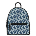 The Great Kanagawa Wave Pattern Print Leather Backpack