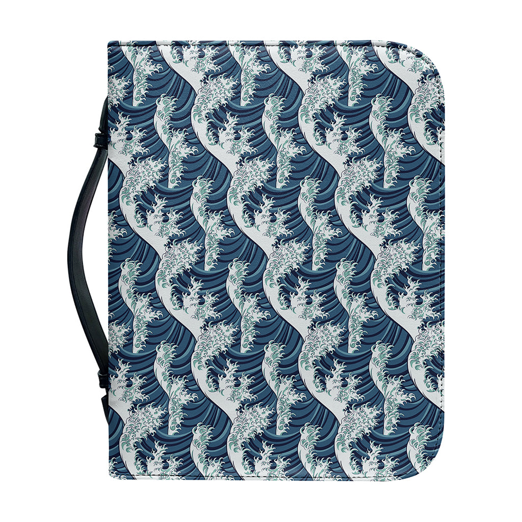 The Great Kanagawa Wave Pattern Print Leather Bible Cover