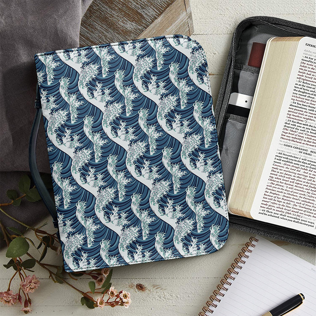 The Great Kanagawa Wave Pattern Print Leather Bible Cover