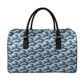 The Great Kanagawa Wave Pattern Print Leather Duffel Bag
