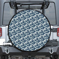 The Great Kanagawa Wave Pattern Print Leather Spare Tire Cover