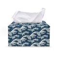 The Great Kanagawa Wave Pattern Print Leather Tissue Box Cover