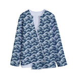 The Great Kanagawa Wave Pattern Print Long Sleeve Short Coat