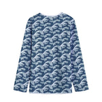 The Great Kanagawa Wave Pattern Print Long Sleeve Short Coat