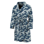 The Great Kanagawa Wave Pattern Print Men's Bathrobe