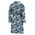 The Great Kanagawa Wave Pattern Print Men's Bathrobe