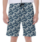 The Great Kanagawa Wave Pattern Print Men's Beach Shorts