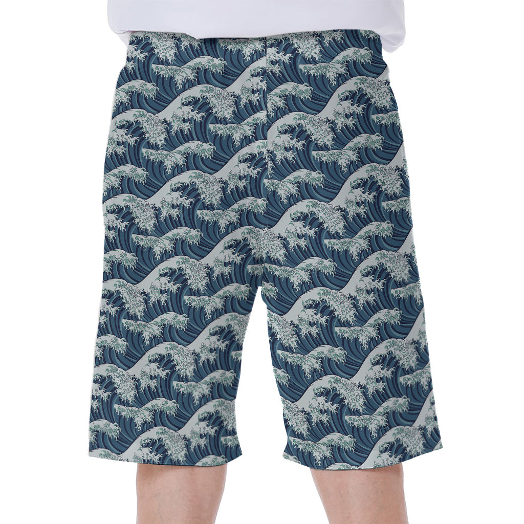 The Great Kanagawa Wave Pattern Print Men's Beach Shorts