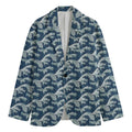 The Great Kanagawa Wave Pattern Print Men's Blazer