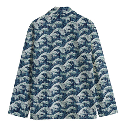 The Great Kanagawa Wave Pattern Print Men's Blazer