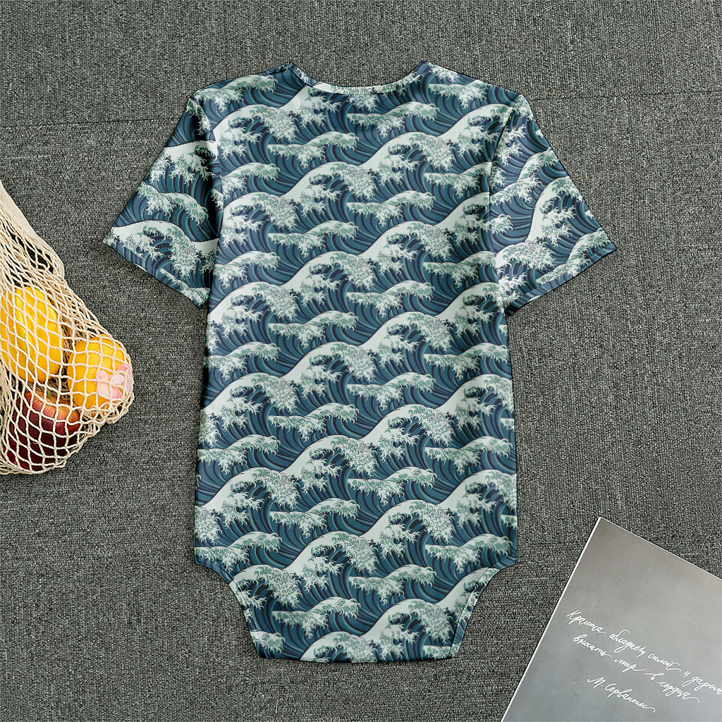The Great Kanagawa Wave Pattern Print Men's Bodysuit