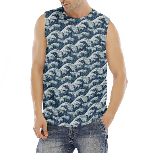 The Great Kanagawa Wave Pattern Print Men's Fitness Tank Top