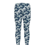 The Great Kanagawa Wave Pattern Print Men's leggings