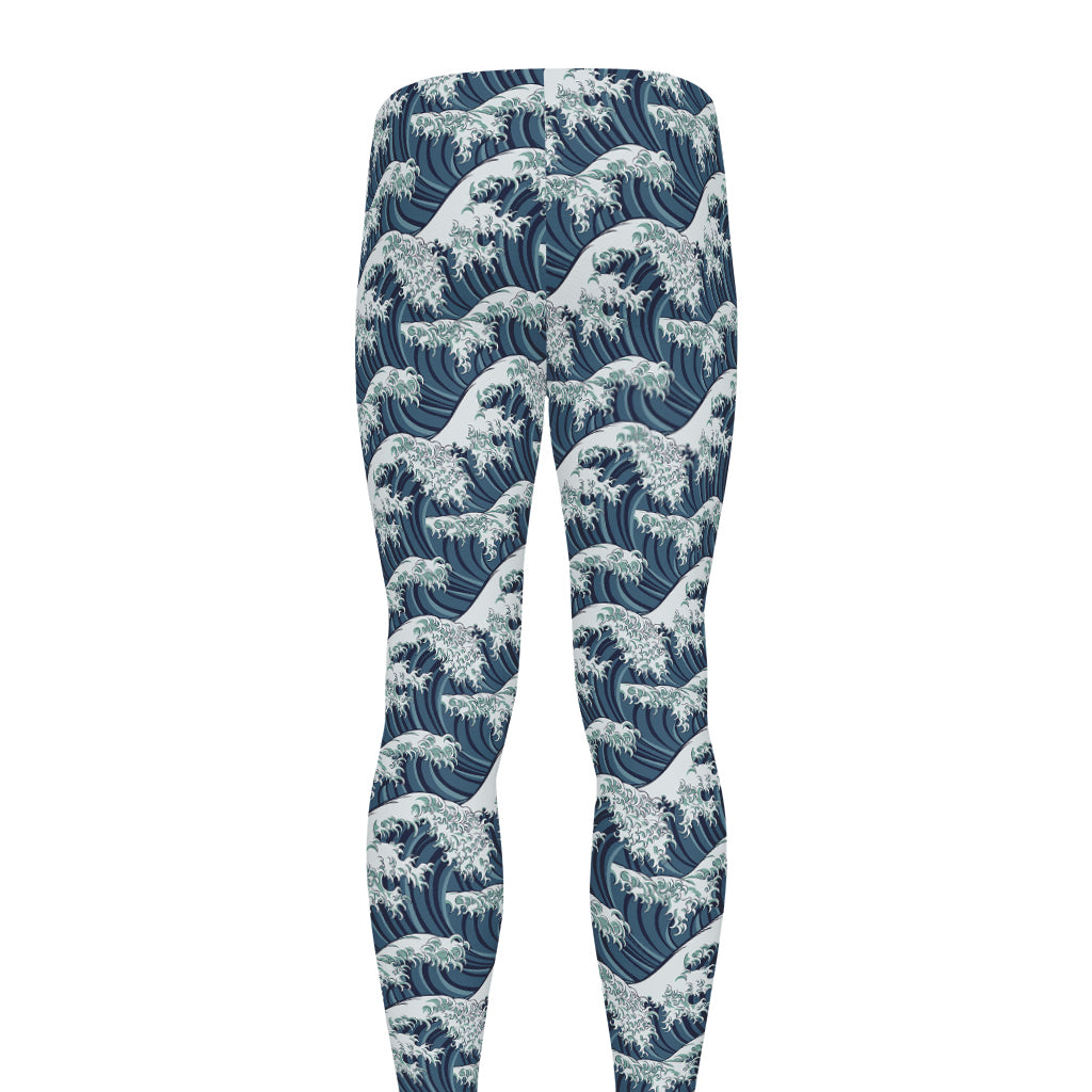 The Great Kanagawa Wave Pattern Print Men's leggings