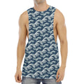 The Great Kanagawa Wave Pattern Print Men's Muscle Tank Top