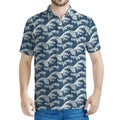 The Great Kanagawa Wave Pattern Print Men's Polo Shirt