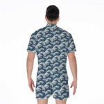 The Great Kanagawa Wave Pattern Print Men's Rompers