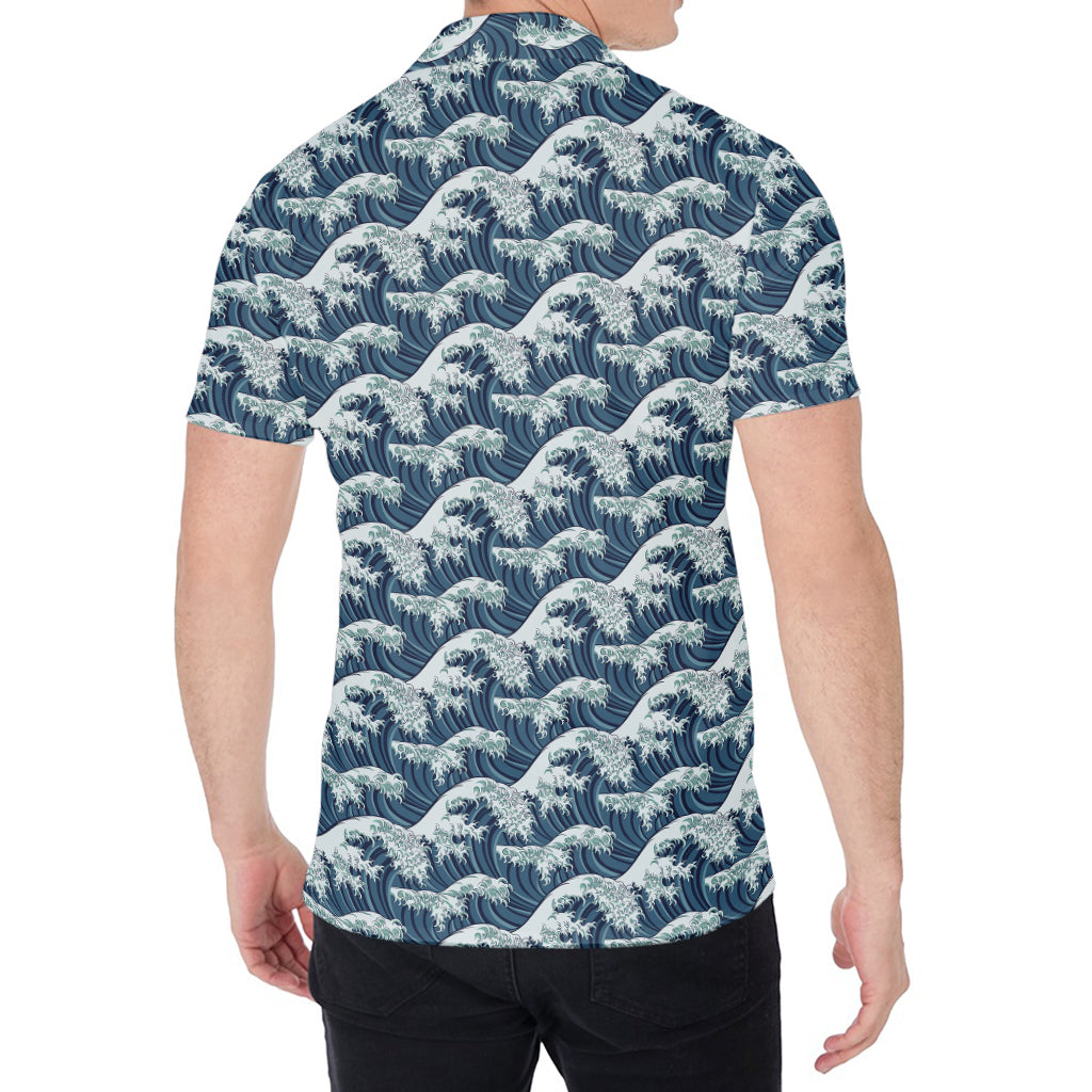 The Great Kanagawa Wave Pattern Print Men's Shirt