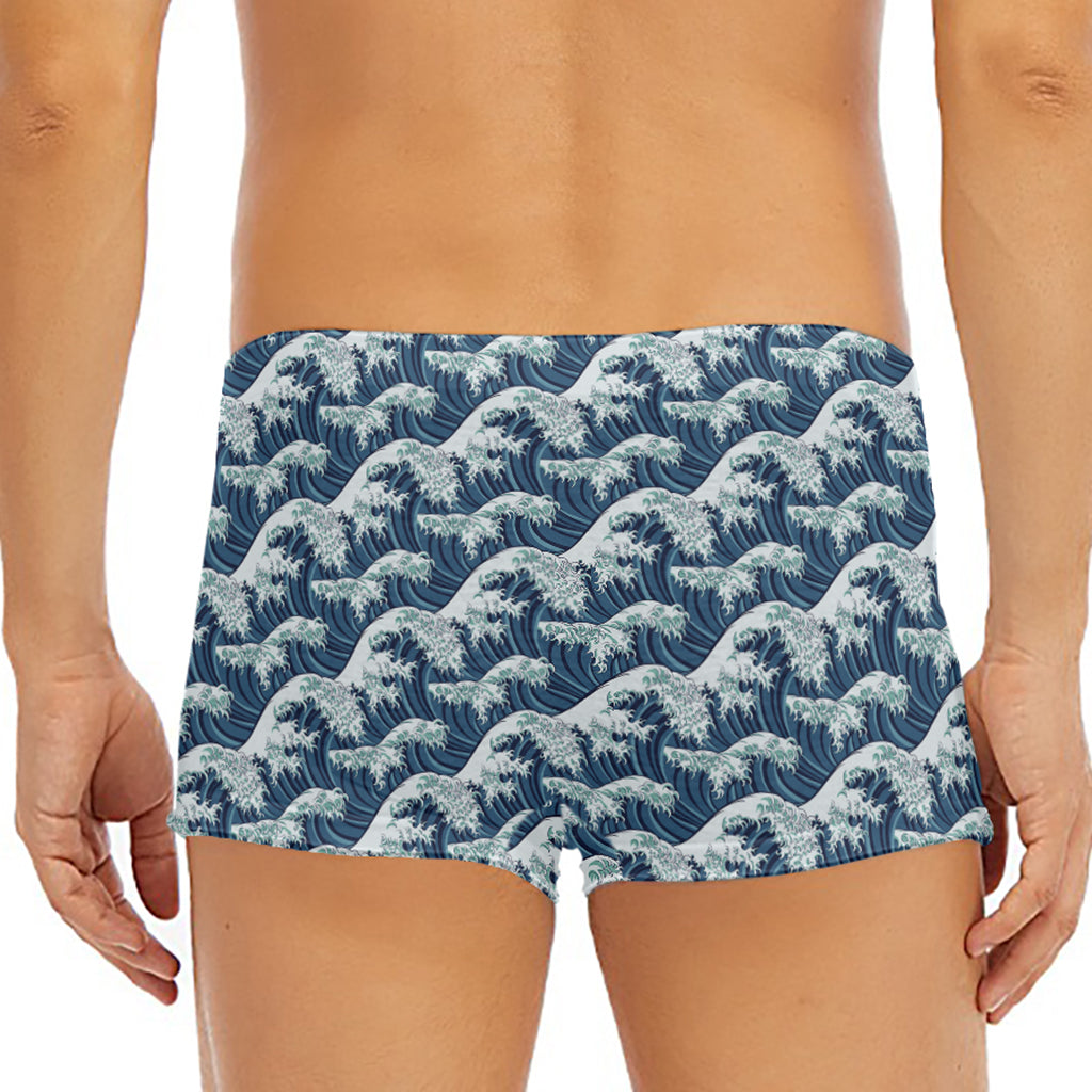 The Great Kanagawa Wave Pattern Print Men's Short Boxer Briefs