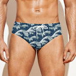 The Great Kanagawa Wave Pattern Print Men's Swim Briefs