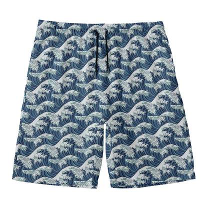 The Great Kanagawa Wave Pattern Print Men's Swim Trunks