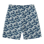 The Great Kanagawa Wave Pattern Print Men's Swim Trunks