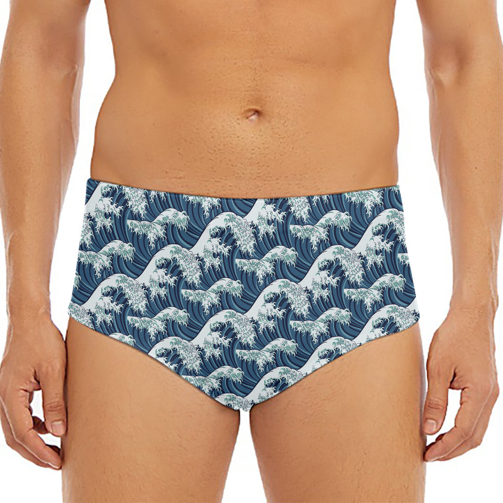 The Great Kanagawa Wave Pattern Print Men's Triangle Swim Briefs