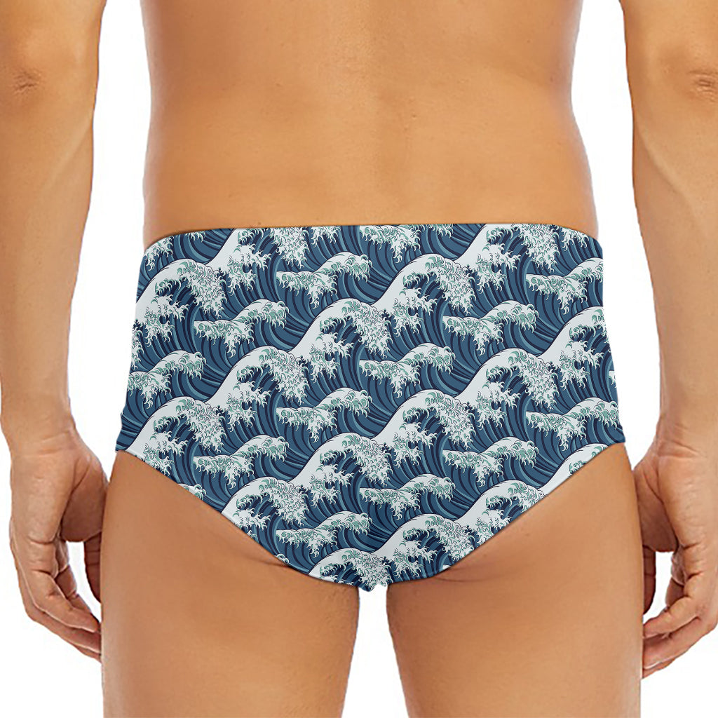 The Great Kanagawa Wave Pattern Print Men's Triangle Swim Briefs