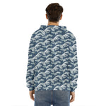 The Great Kanagawa Wave Pattern Print Men's Velvet Pullover Hoodie
