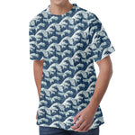 The Great Kanagawa Wave Pattern Print Men's Velvet T-Shirt