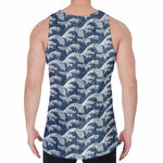 The Great Kanagawa Wave Pattern Print Men's Velvet Tank Top