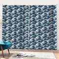 The Great Kanagawa Wave Pattern Print Pencil Pleat Curtains