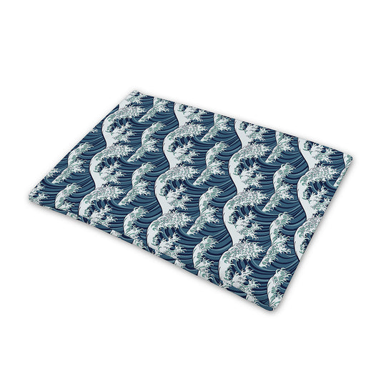 The Great Kanagawa Wave Pattern Print Pet Cooling Mat Cover