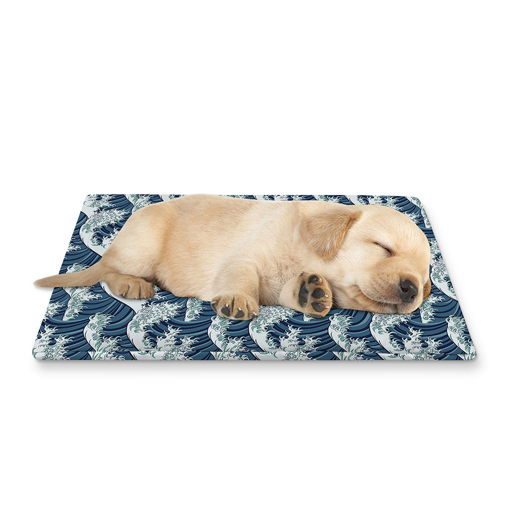 The Great Kanagawa Wave Pattern Print Pet Cooling Mat Cover