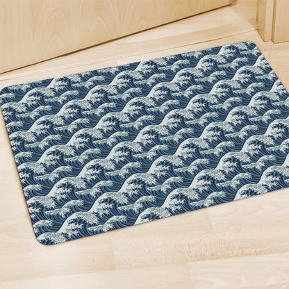 The Great Kanagawa Wave Pattern Print Polyester Doormat