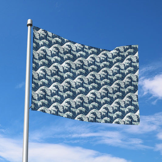 The Great Kanagawa Wave Pattern Print Polyester Flag