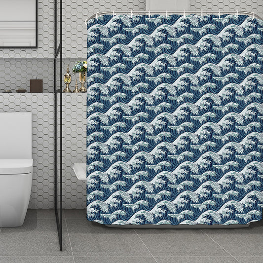 The Great Kanagawa Wave Pattern Print Polyester Shower Curtain