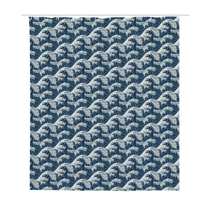 The Great Kanagawa Wave Pattern Print Polyester Shower Curtain