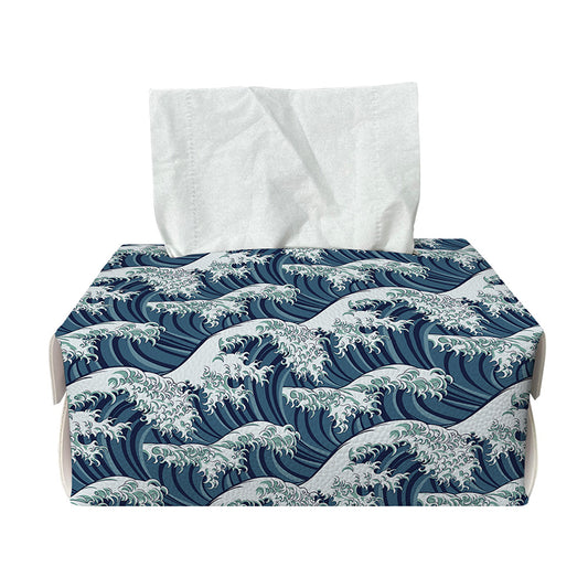 The Great Kanagawa Wave Pattern Print Rectangle Tissue Box Cover