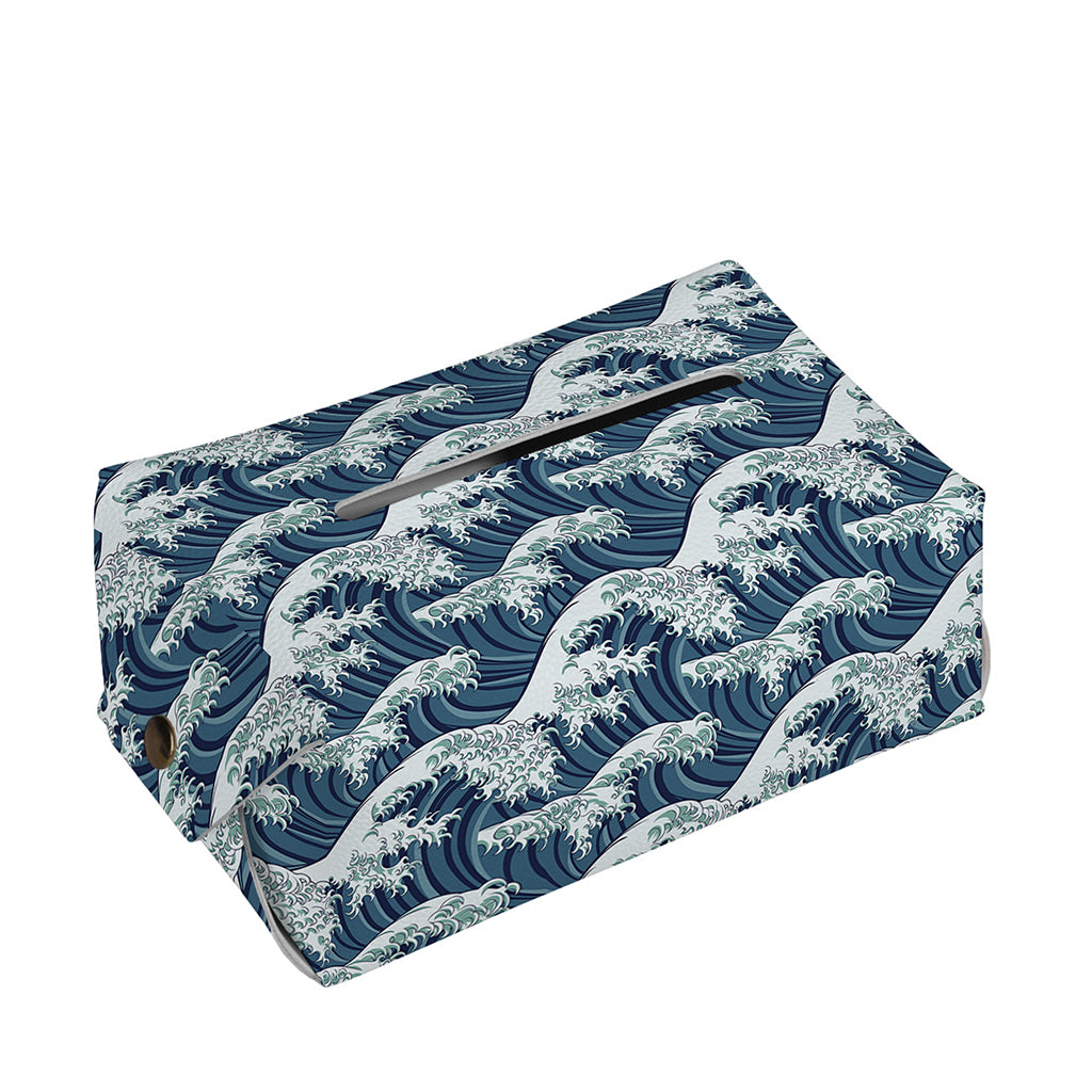 The Great Kanagawa Wave Pattern Print Rectangle Tissue Box Cover