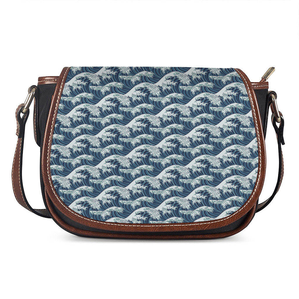 The Great Kanagawa Wave Pattern Print Saddle Bag