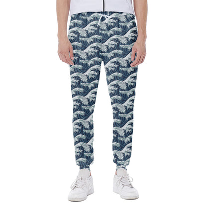 The Great Kanagawa Wave Pattern Print Scuba Joggers